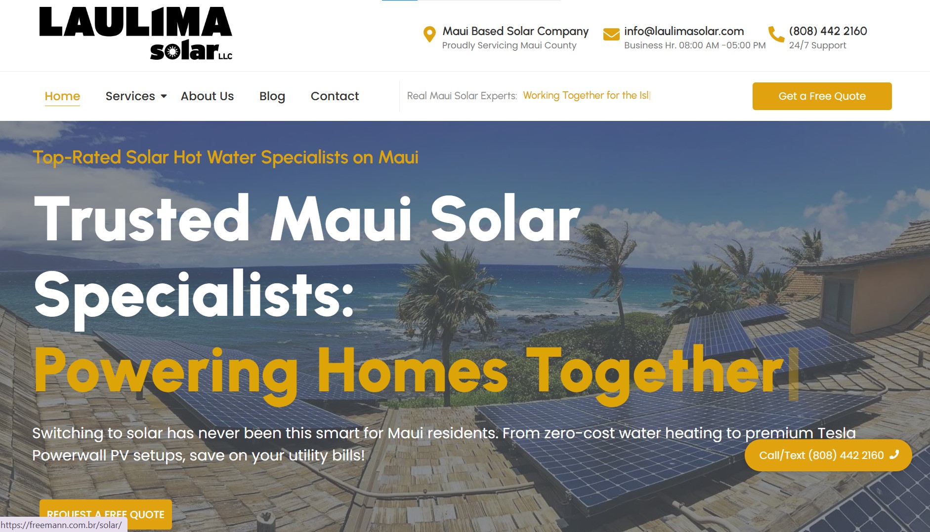 Maui Solar Website Design by Freemann Web Services Global